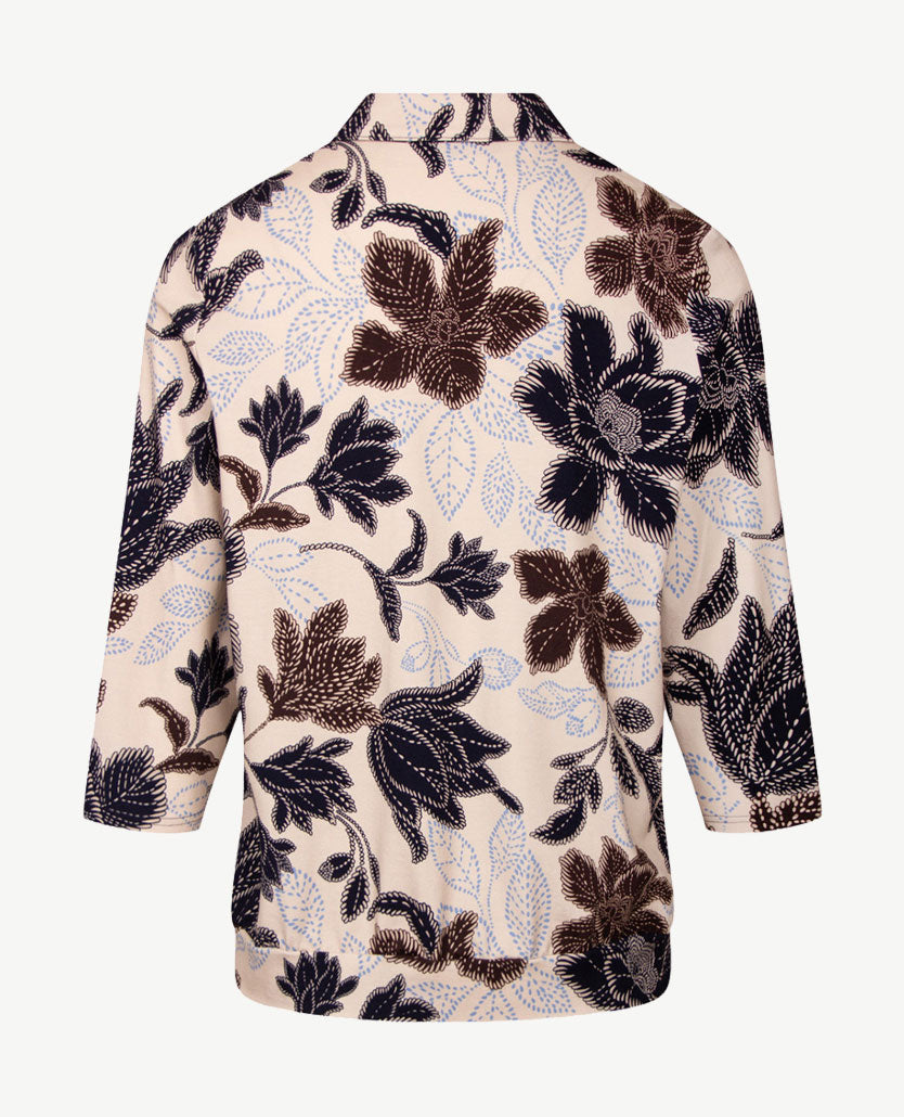 Frank Walder - Damespolo - Bloem navy, ecru, choc en blue