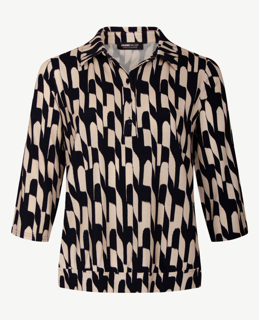 Frank Walder - Damespolo - Beige en navy