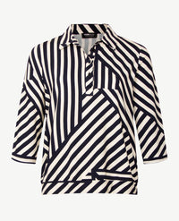 Frank Walder - Polo - streep - Navy met licht beige