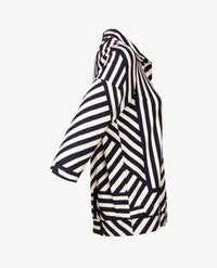 Frank Walder - Polo - streep - Navy met licht beige