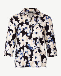Frank Walder - Polo - Bloem - Zwart, kobalt en off-white en beige