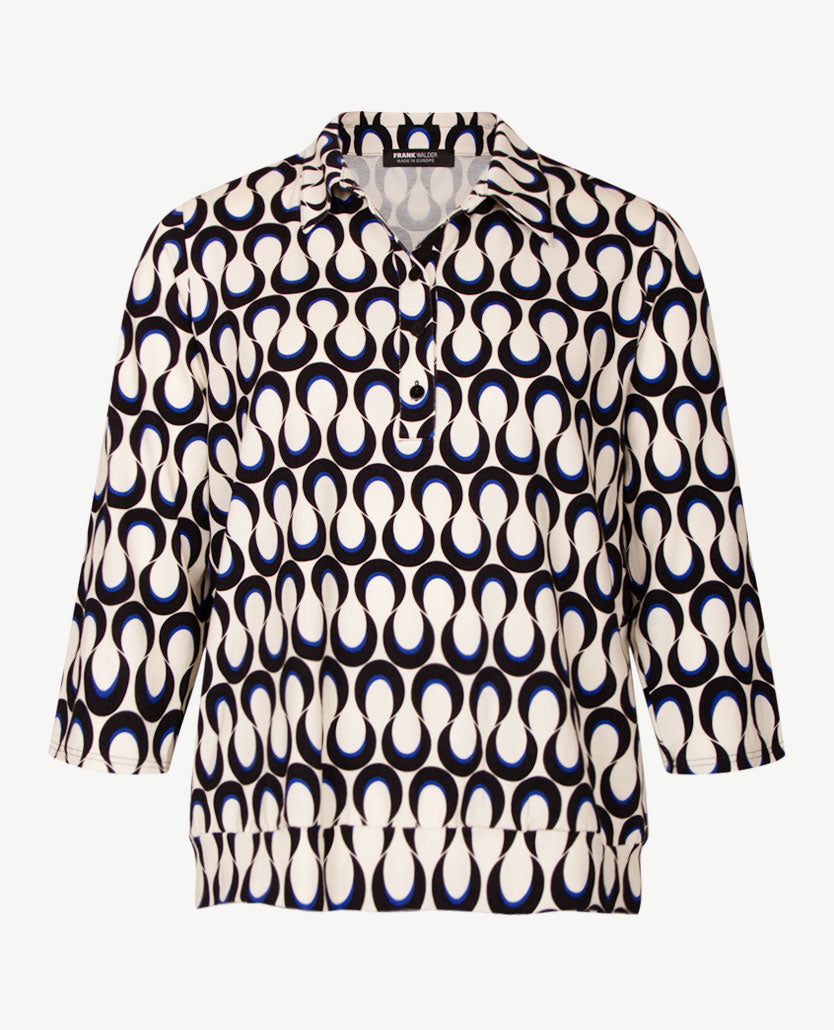 Frank Walder - Polo - Slinger - Zwart, kobalt en off-white
