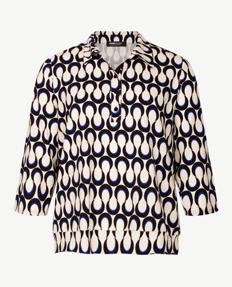 Frank Walder - Polo - Slinger - Zwart, kobalt en off-white