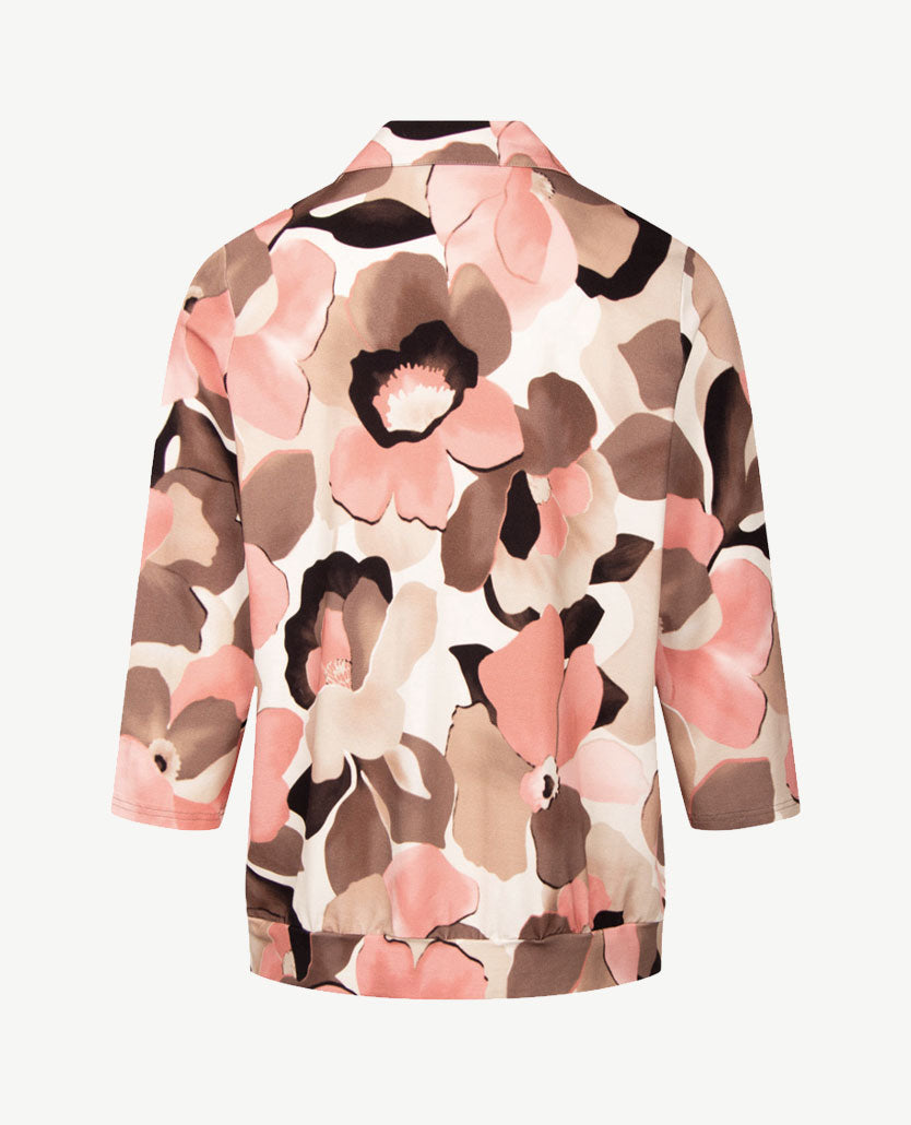 Frank Walder - Polo - Bloem - Warm rose met choco, taupe, beige en off-white