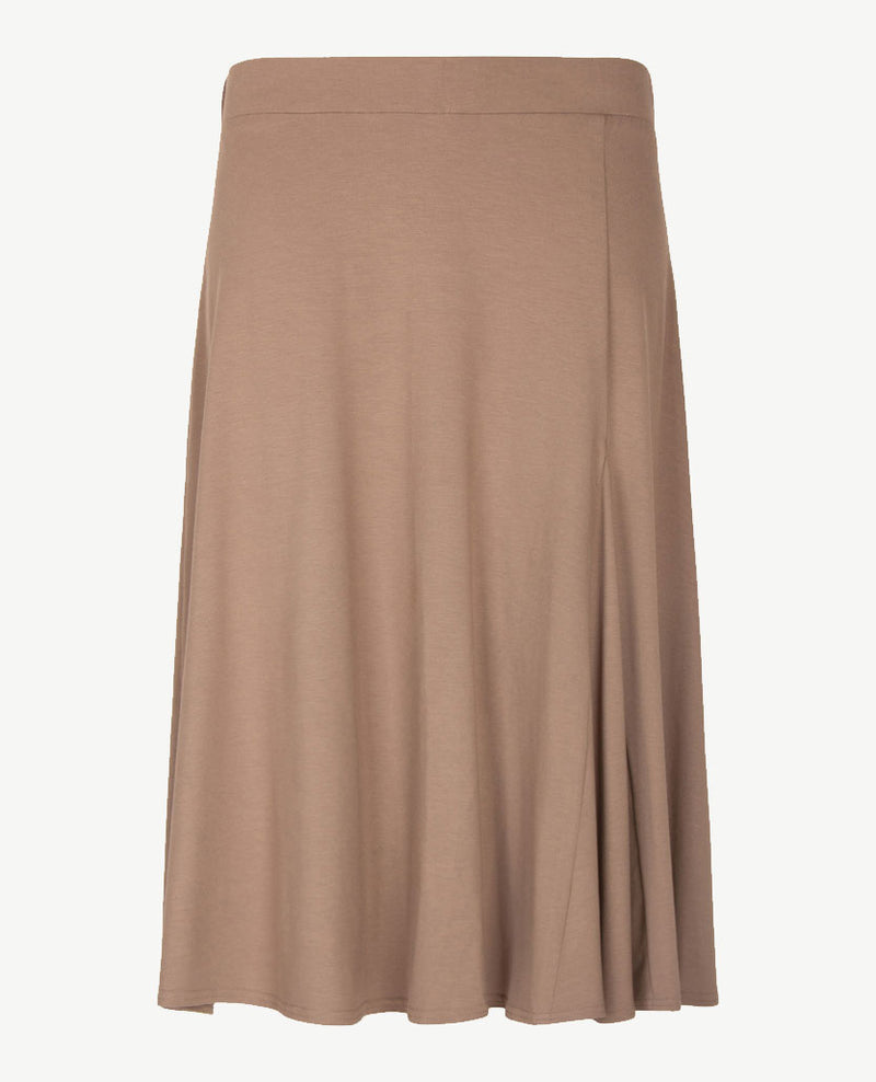 Frank Walder - Klokkende instap rok met plooi - Jersey - Taupe