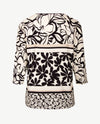 Frank Walder  - Top ronde hals - Ecru met beige en zwart