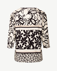 Frank Walder  - Top ronde hals - Ecru met beige en zwart