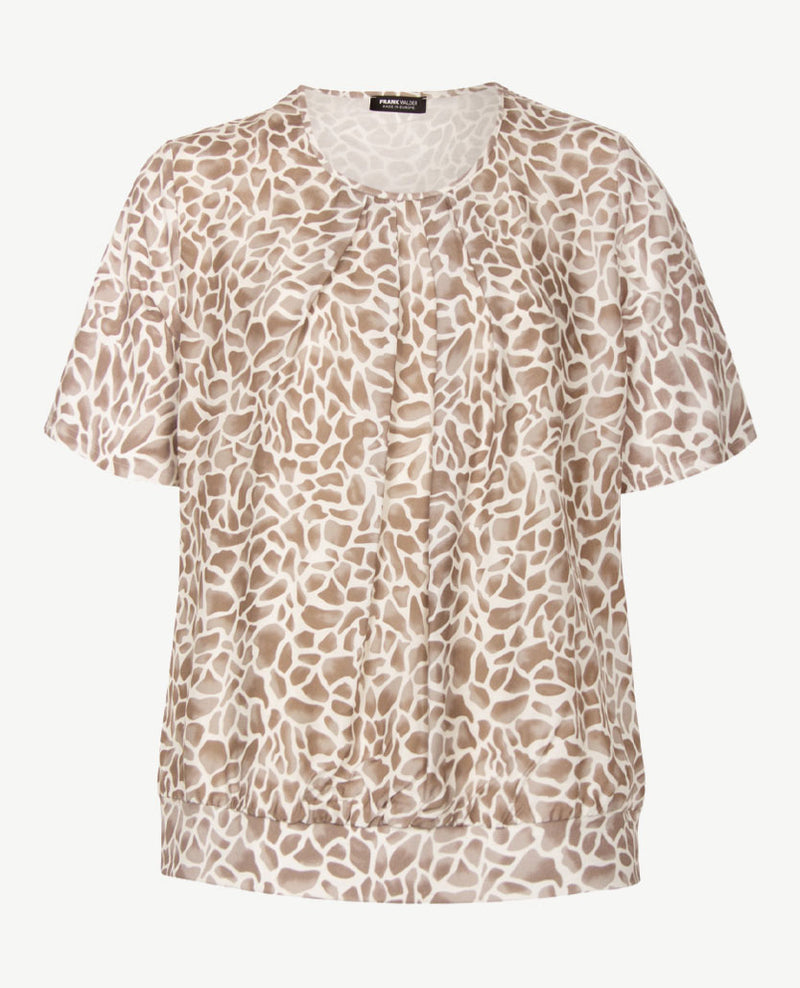 Frank Walder  - Blousontop - Dessin taupe en off-white