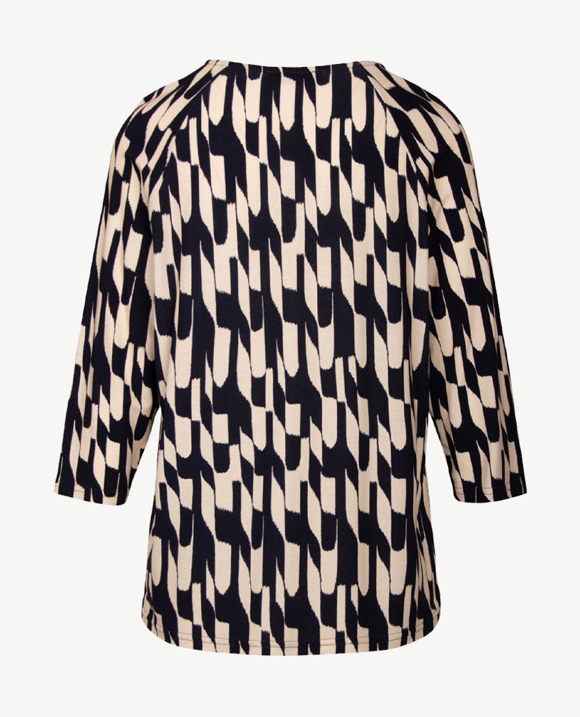 Frank Walder  - Top ronde hals - Beige en navy