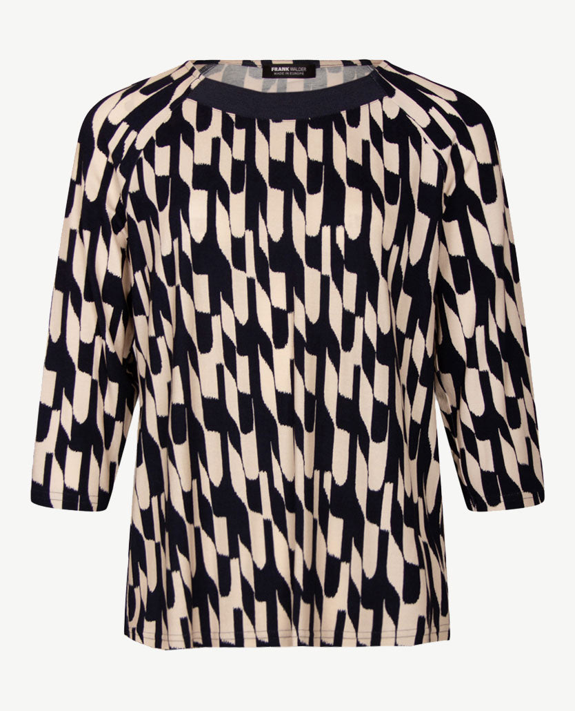 Frank Walder  - Top ronde hals - Beige en navy