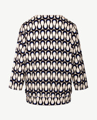 Frank Walder - Blouson - V- hals - Slinger - Off-white, zwart en kobalt