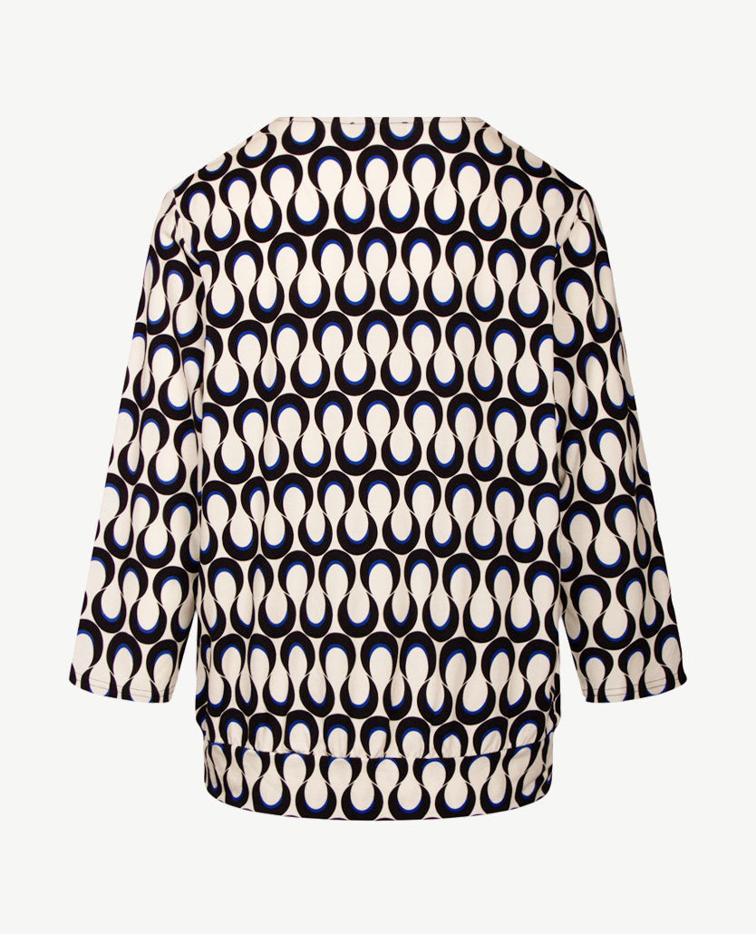 Frank Walder - Blouson - V- hals - Slinger - Off-white, zwart en kobalt