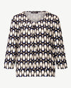 Frank Walder - Blouson - V- hals - Slinger - Off-white, zwart en kobalt