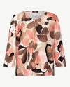 Frank Walder - Blouson - V- hals - Bloem - Warm rose met choco, taupe, beige en off-white