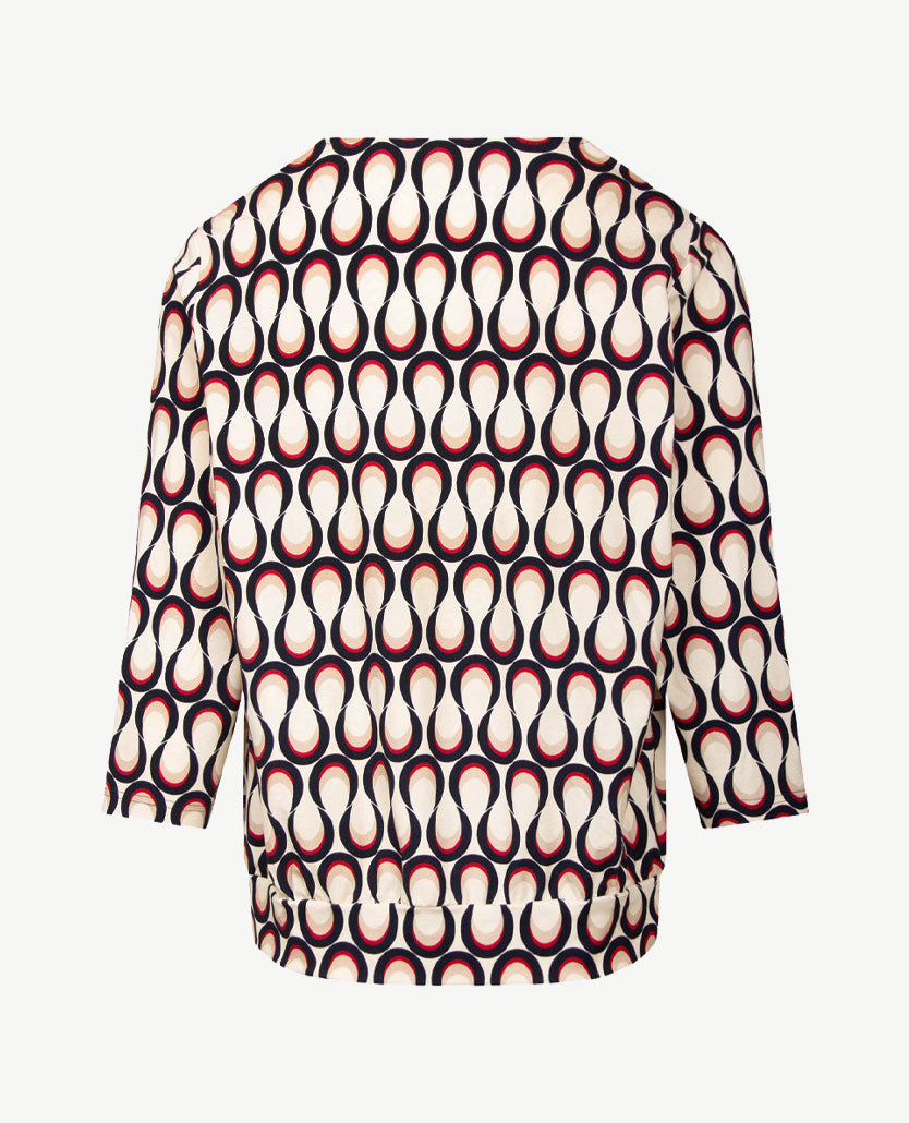 Frank Walder - Blouson - V- hals - Slinger - Off-white, taupe, navy en merlot