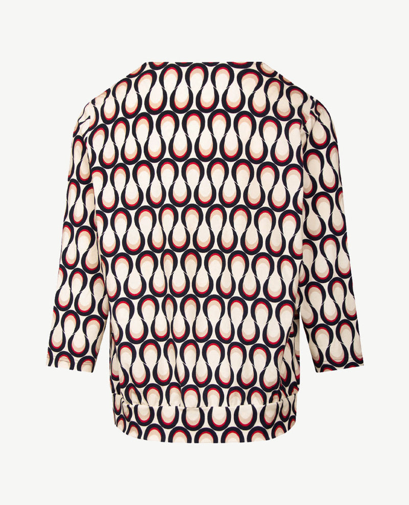 Frank Walder - Blouson - V- hals - Slinger - Off-white, taupe, navy en merlot