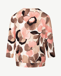 Frank Walder - Blouson - Bloem - Warm rose met choco, taupe, beige en off-white