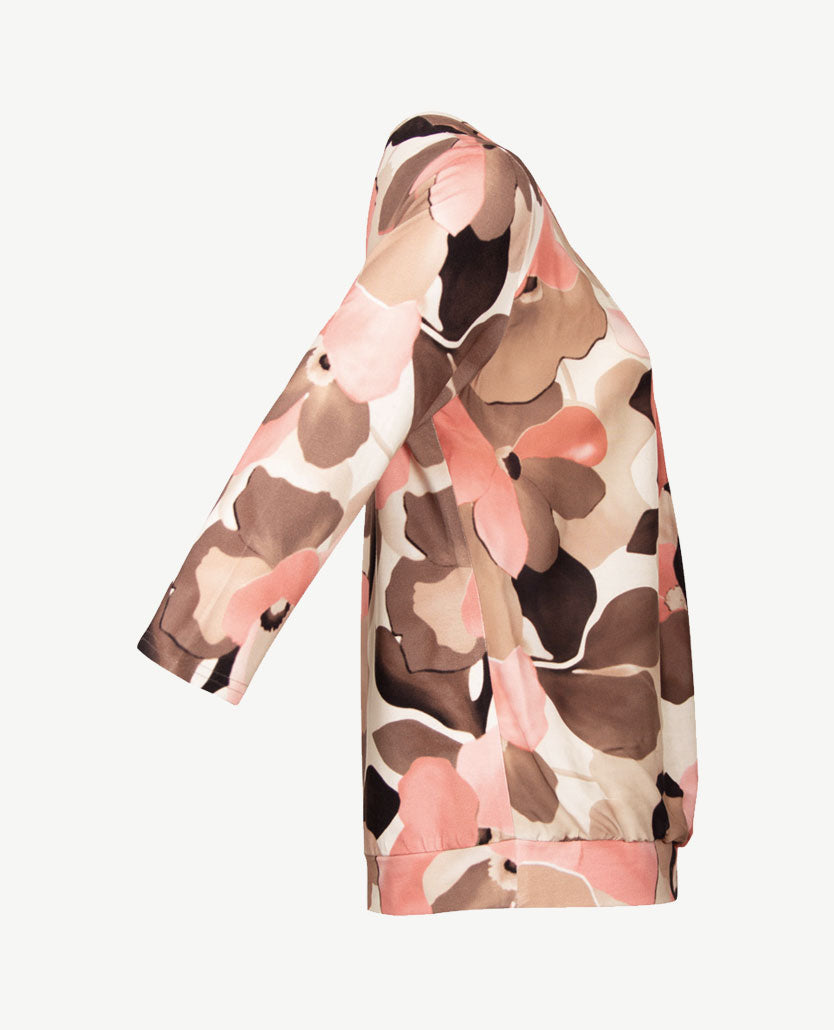 Frank Walder - Blouson - Bloem - Warm rose met choco, taupe, beige en off-white