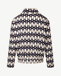 Frank Walder - Blouson met coll - Off-white met zwart en kobalt