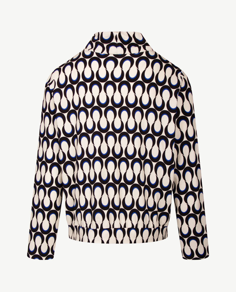 Frank Walder - Blouson met coll - Off-white met zwart en kobalt