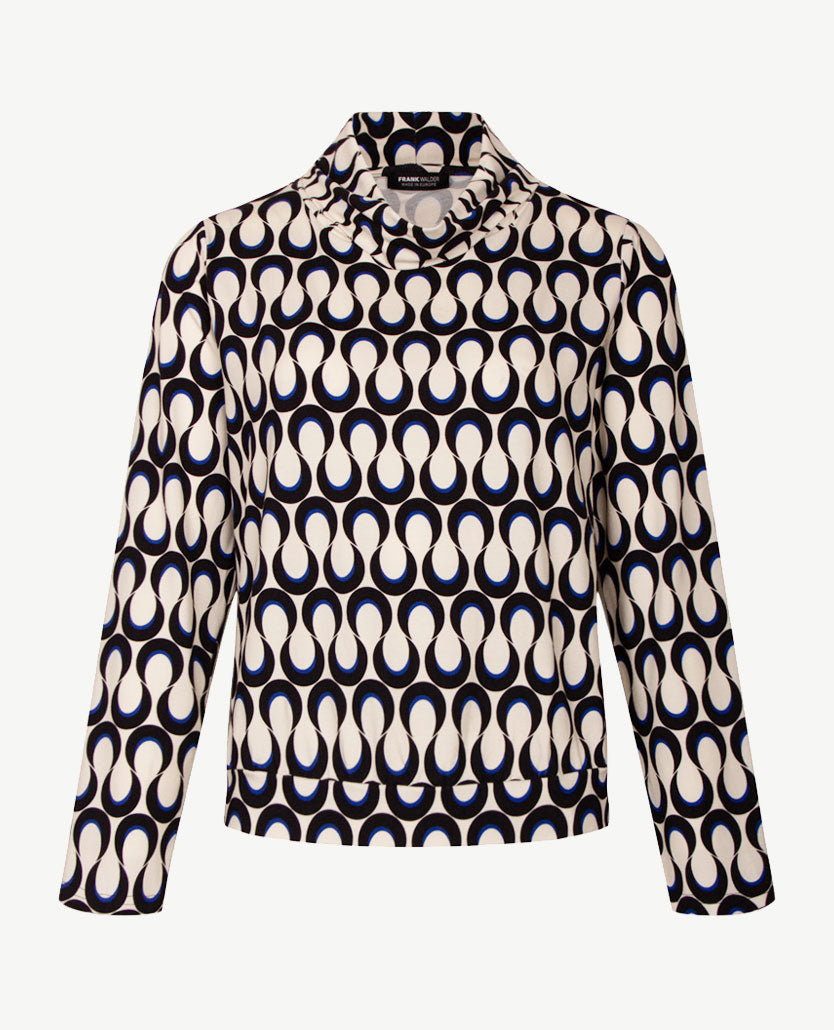 Frank Walder - Blouson met coll - Off-white met zwart en kobalt