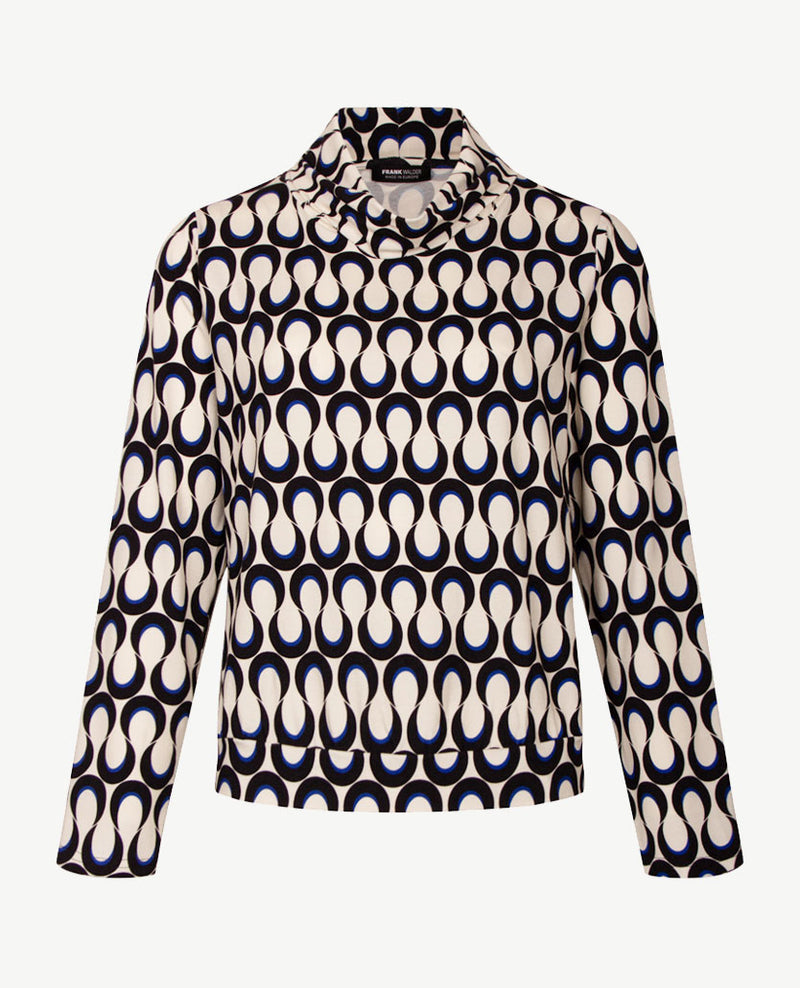 Frank Walder - Blouson met coll - Off-white met zwart en kobalt