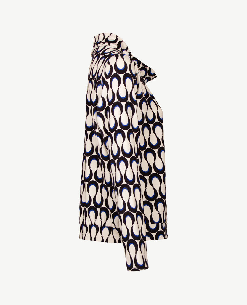 Frank Walder - Blouson met coll - Off-white met zwart en kobalt