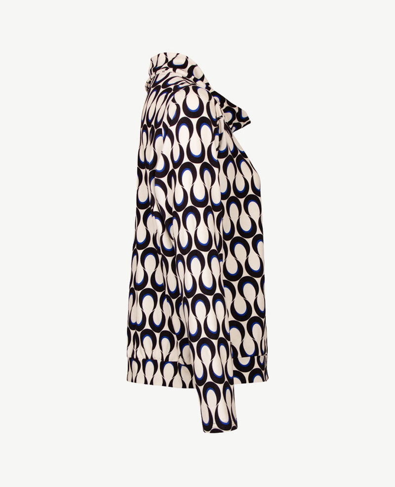 Frank Walder - Blouson met coll - Off-white met zwart en kobalt
