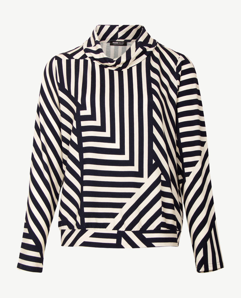 Frank Walder - Blouson met coll - Streep - Navy en licht beige