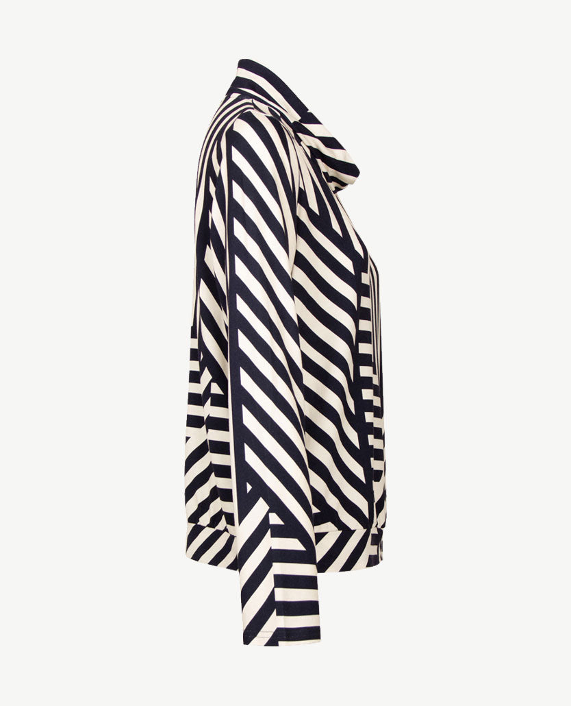 Frank Walder - Blouson met coll - Streep - Navy en licht beige