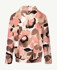 Frank Walder - Blouson met coll - Warm rose met choco, taupe, beige en off-white