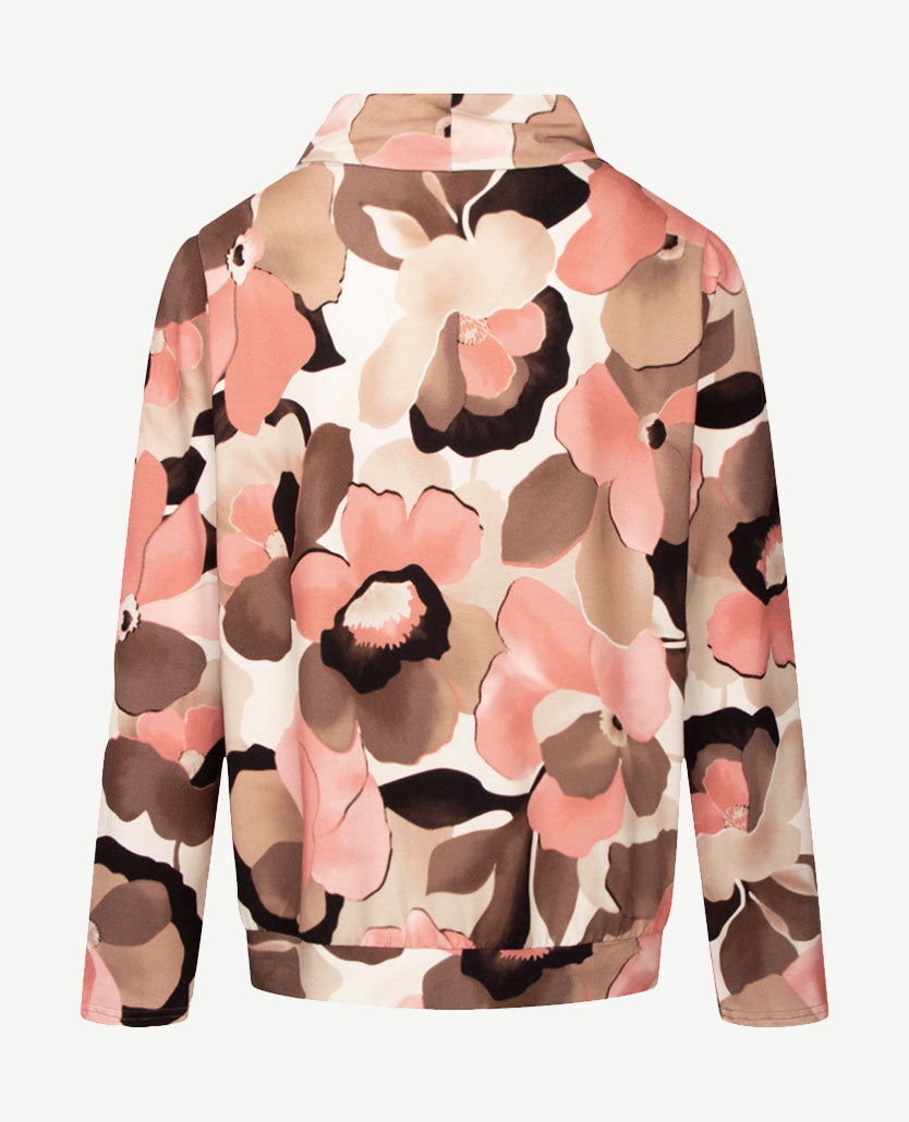 Frank Walder - Blouson met coll - Warm rose met choco, taupe, beige en off-white