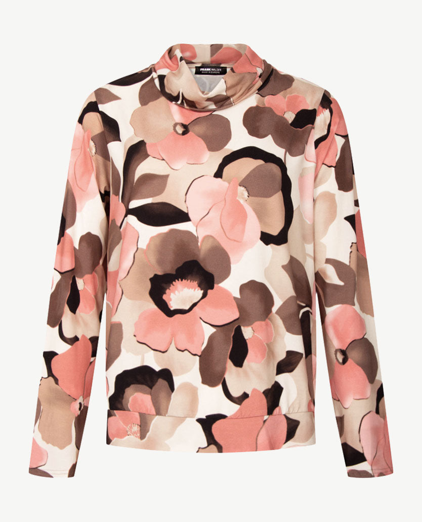 Frank Walder - Blouson met coll - Warm rose met choco, taupe, beige en off-white