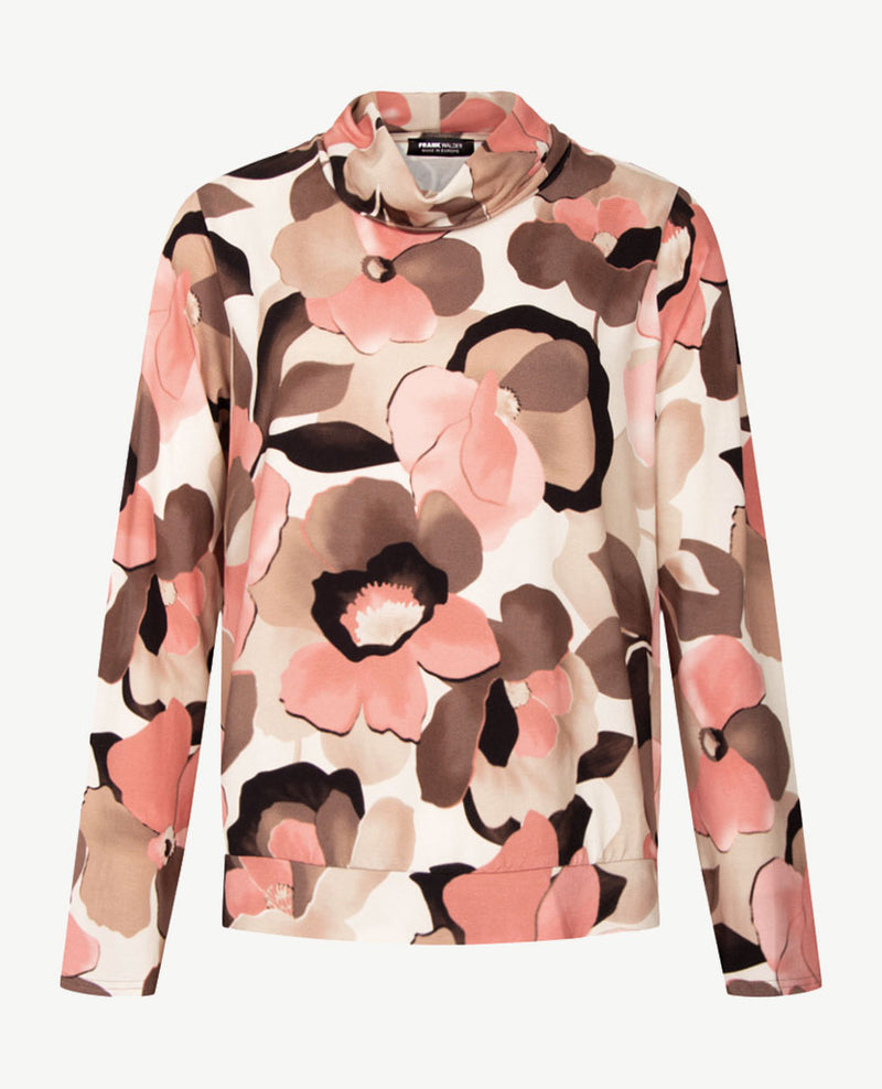 Frank Walder - Blouson met coll - Warm rose met choco, taupe, beige en off-white