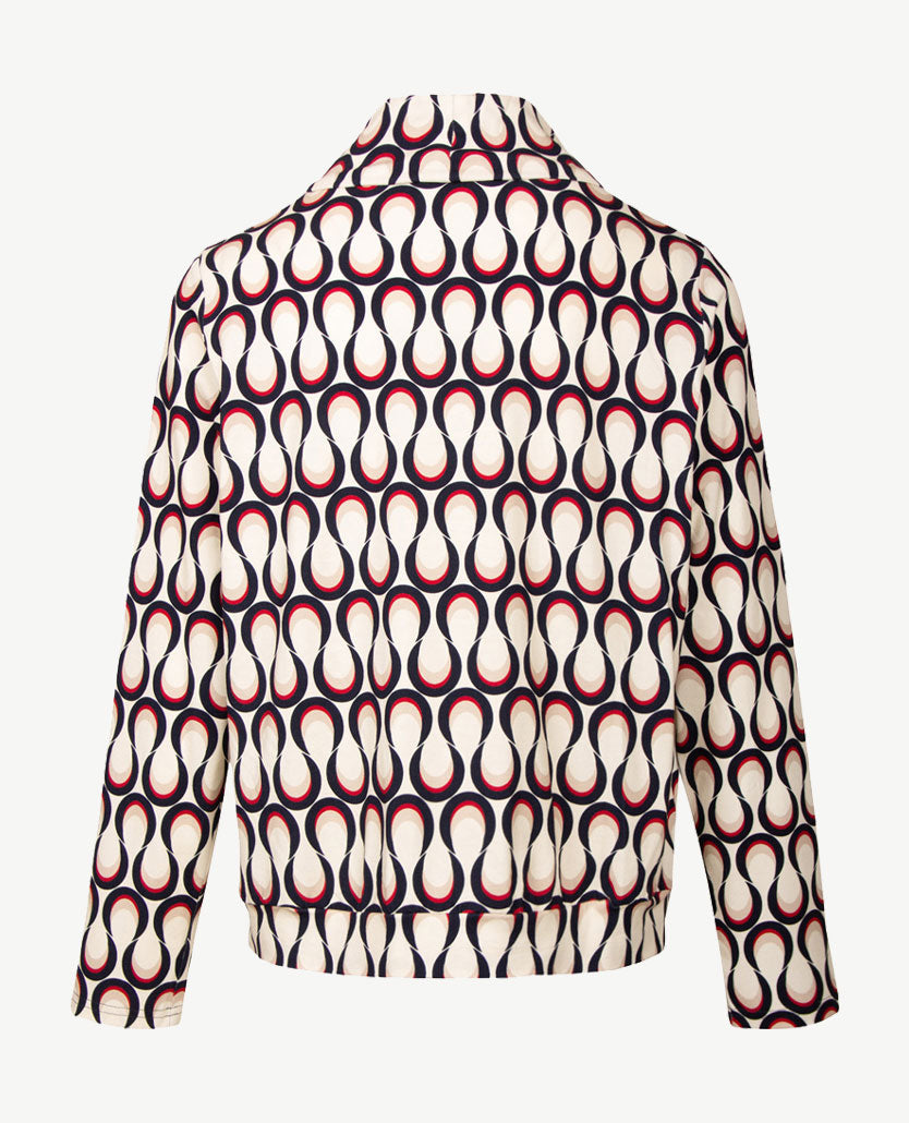 Frank Walder - Blouson met coll - Navy met taupe, off-white en merlot