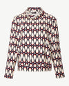 Frank Walder - Blouson met coll - Navy met taupe, off-white en merlot