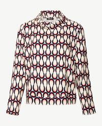 Frank Walder - Blouson met coll - Navy met taupe, off-white en merlot