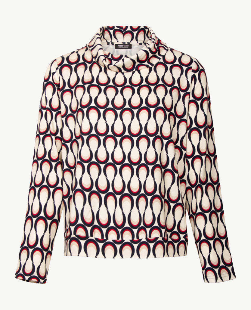 Frank Walder - Blouson met coll - Navy met taupe, off-white en merlot