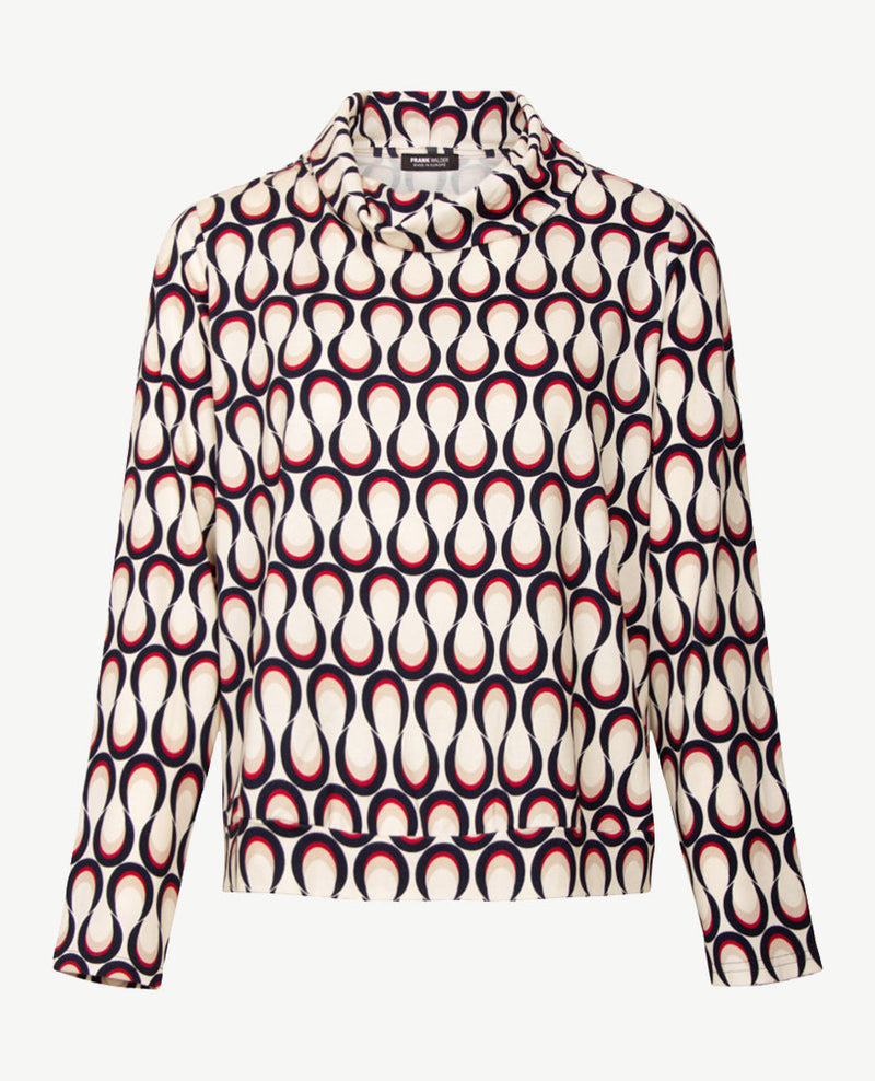Frank Walder - Blouson met coll - Navy met taupe, off-white en merlot