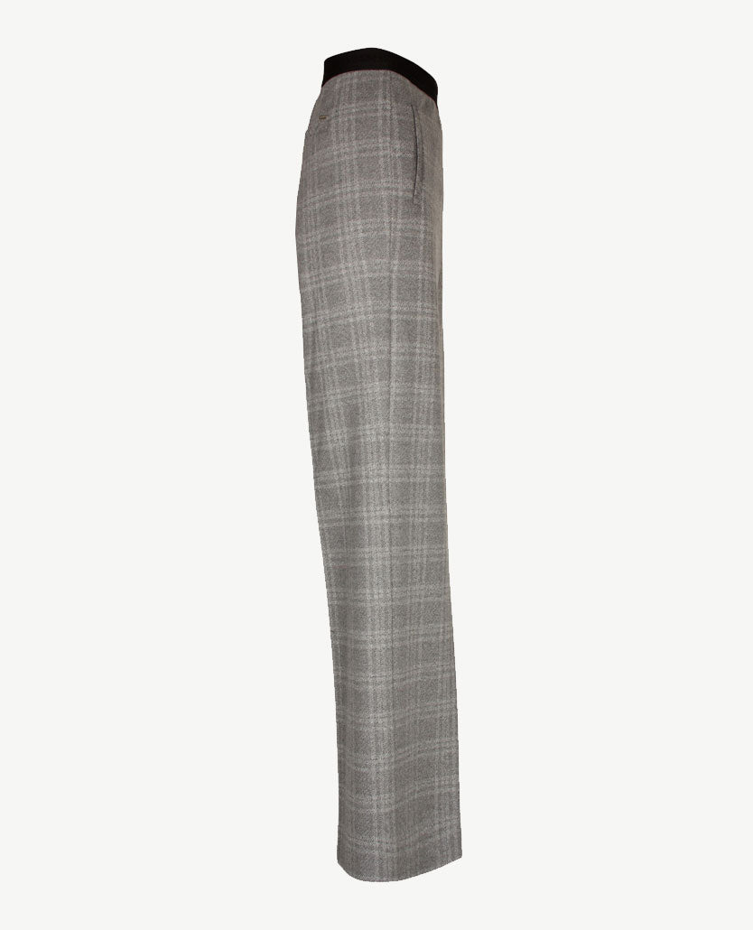 Gardeur - Elastiek rondom - Fergie7 - Normale lengte - Flanel jersey - Grijs mêlée met een ruit