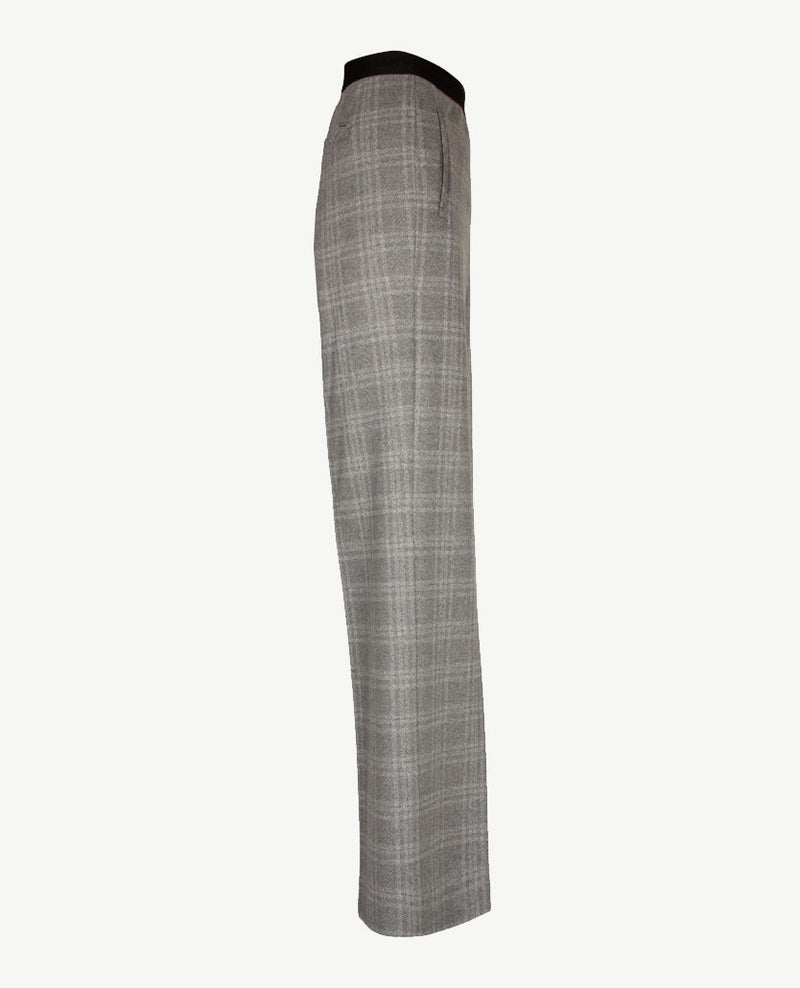 Gardeur - Elastiek rondom - Fergie7 - Normale lengte - Flanel jersey - Grijs mêlée met een ruit