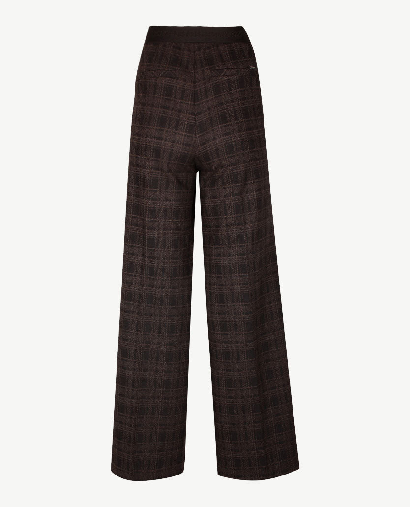 Gardeur - Fergie7 - Instapbroek dames met elastische band - Jersey - Ruit met taupe en zwart