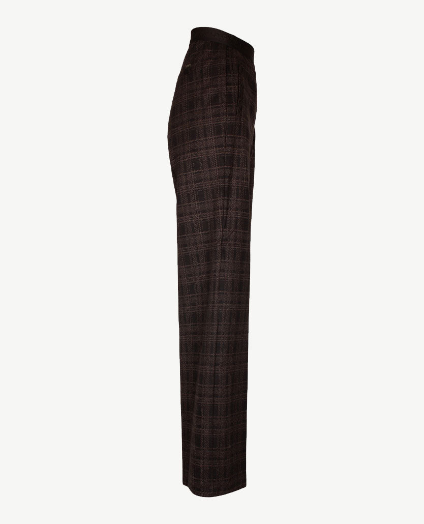 Gardeur - Fergie7 - Instapbroek dames met elastische band - Jersey - Ruit met taupe en zwart