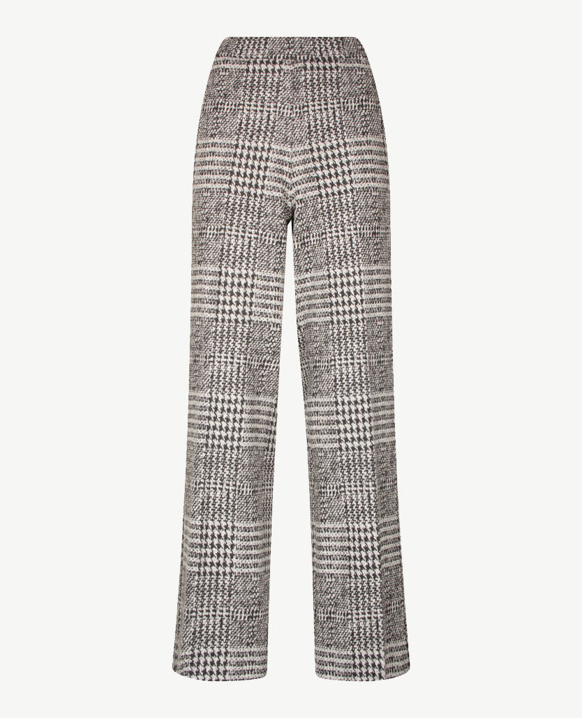 Gardeur - Franca - Instapbroek dames met elastische band - Jersey - Pied de poule met glansje - Grijzen met cream