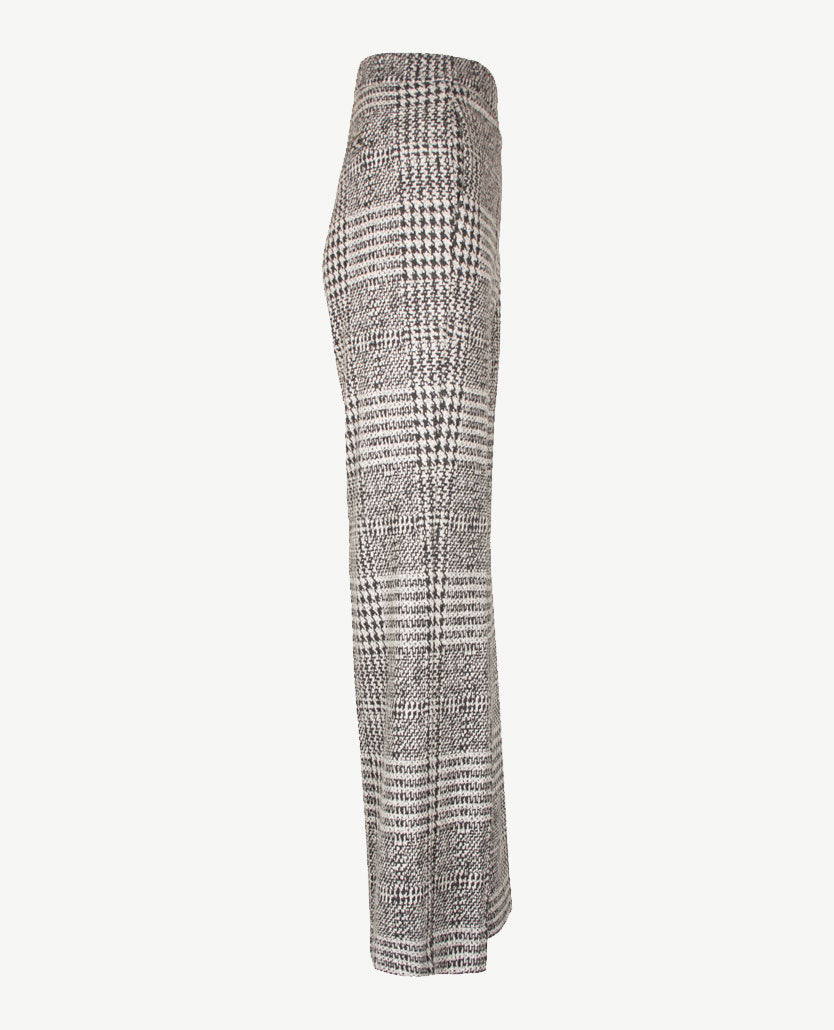 Gardeur - Franca - Instapbroek dames met elastische band - Jersey - Pied de poule met glansje - Grijzen met cream