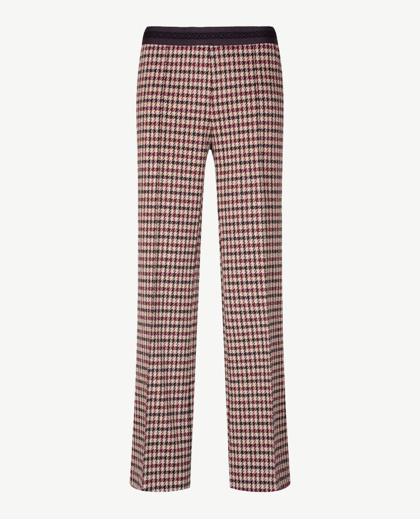 Gardeur - Zaria - Instapbroek dames met elastische band - Jersey - Aubergine met beige en zwart