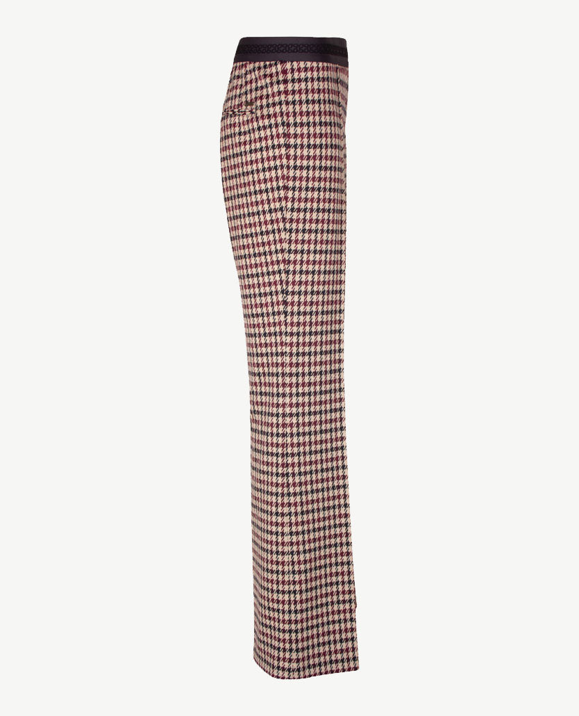 Gardeur - Zaria - Instapbroek dames met elastische band - Jersey - Aubergine met beige en zwart
