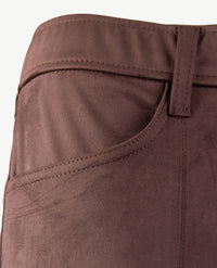Gardeur - Zilla3 - Instapbroek dames met elastische band - Flared faux suède - Choco