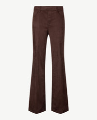 Gardeur - Zilla3 - Instapbroek dames met elastische band - Flared faux suède - Choco