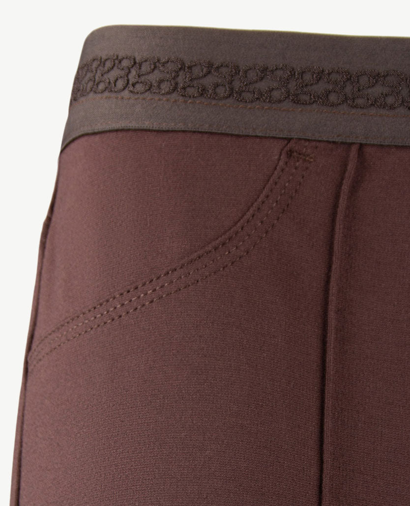 Gardeur - Zilla - Instapbroek dames met elastische band - Flare - jersey - Choco